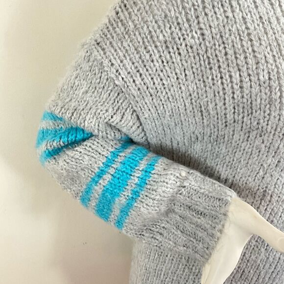 Mohair Blend Chunky Knit Sweater Aerie Fuzzy Feels Gray Blue Pull-over L - Picture 6 of 9